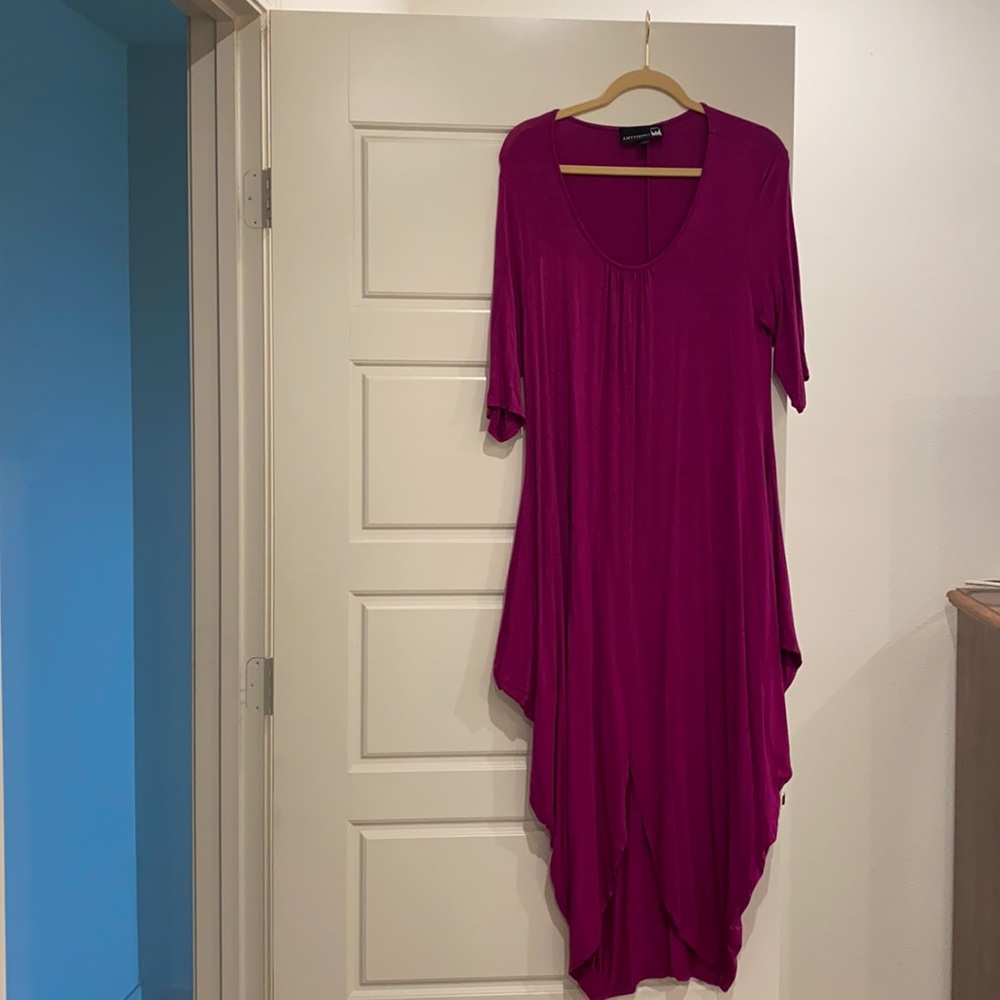 Fuschia cotton blend midi dress.